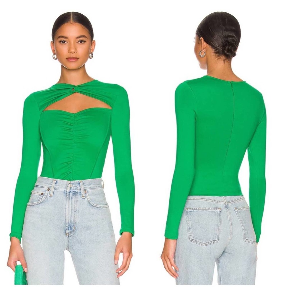 Superdown Gabby cutout long sleeve top green - Medium